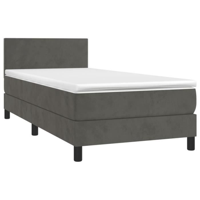 VidaXL Lit à sommier tapissier et matelas Gris foncé 80x200 cm Velours - Modèle 3141150