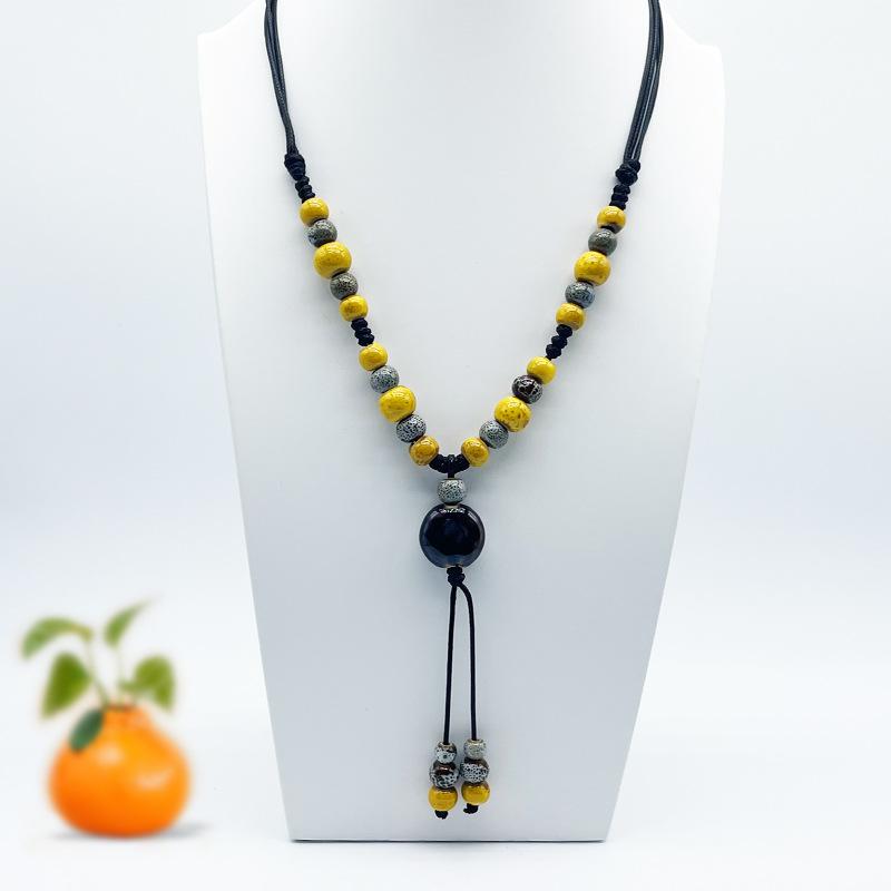 Accessories, Jewelry, Woven Beaded Sweater Chain, Ceramic Necklace, Female Niche Feeling Does Not Fade