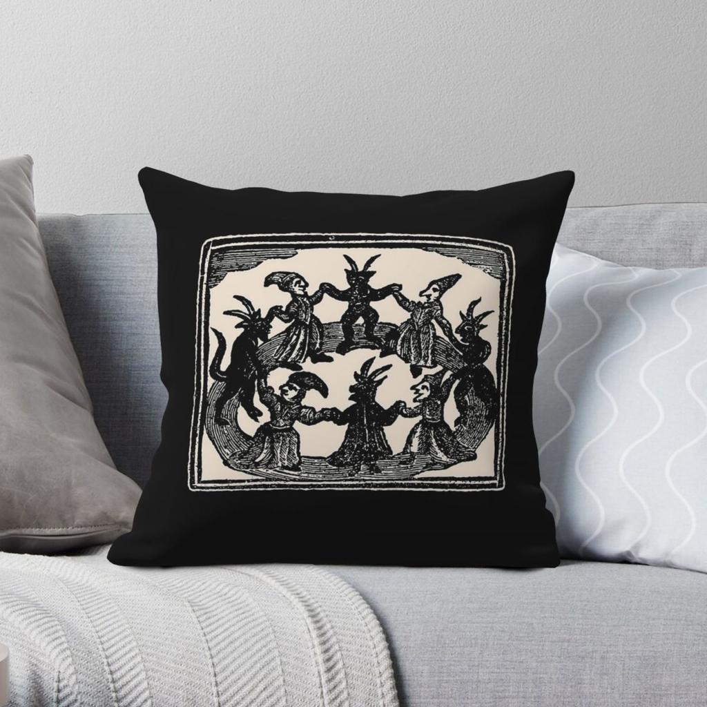 Witches Circle Dance Square Pillowcase Polyester Linen Velvet Creative Zip Decorative Pillow Case Home Cushion Cover