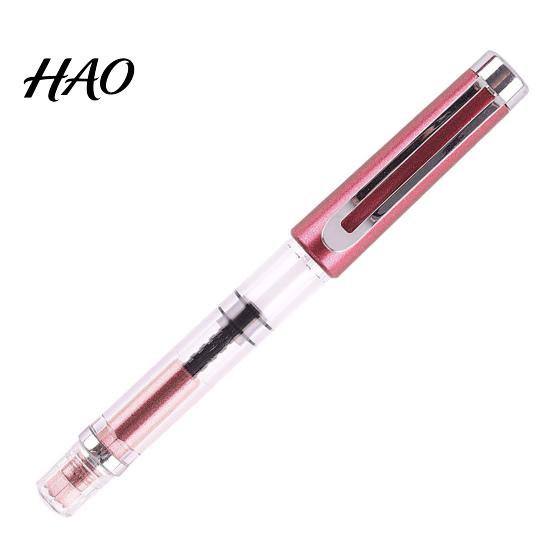 Ergonomic Titanium Pen Fountain High Ink Capacity Vacuum Filling Stainless Smooth Writing Steel Fine Nib for Daily красный