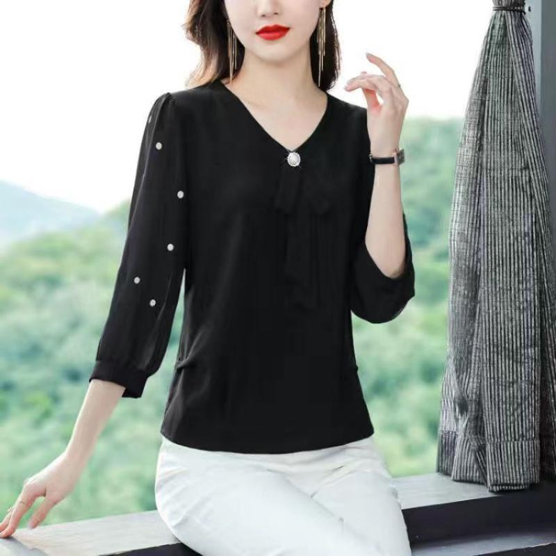 Dámské halenky Jednobarevná šifonová halenka Ležérní Tenká a Krásná Dlouhý Rukáv Dámské Košile Oblečení