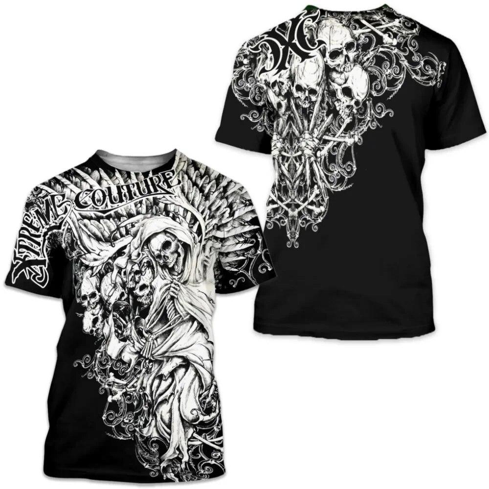 Archaic By Affliction Colisson Men's T-Shirt Vintage 3D Graphic Print T Shirt Short Sleeve Tee Streetwear Oversized Clothing Top