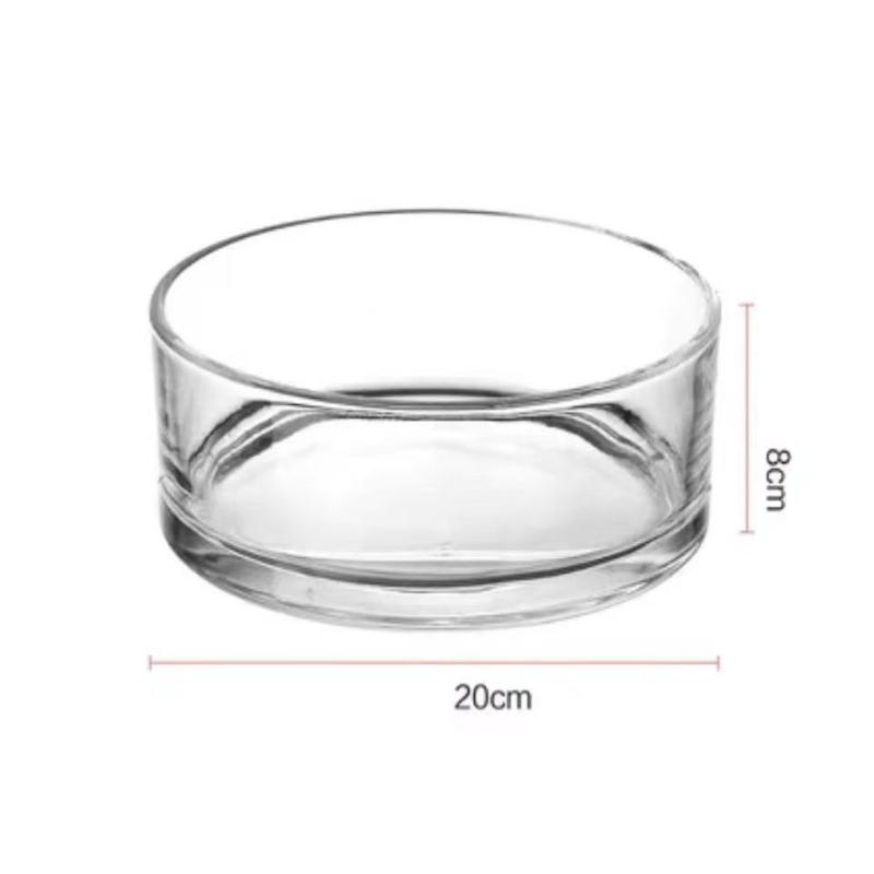 Small Short Round Glass Vase Clear Hydroponic Container for Lotus Pennywort Patio Side Table Home Decor