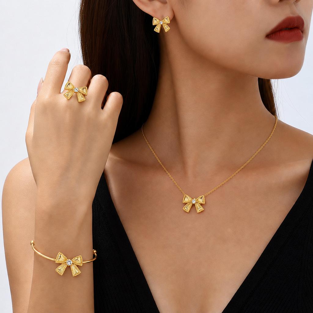 European and American Personalized Metal Geometric Collar Creative Simple Metal Necklace Bracelet Jewelry Set