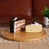 Nordic Style Retro Wooden Cake Plate Glass Cover Dessert Table Display Stand Tray Home Kitchen Decoration Festive Party