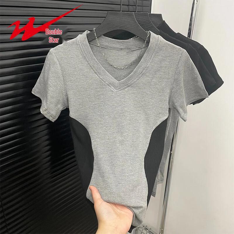 Women s V-Neck Color Block Slim Fit T-Shirt M