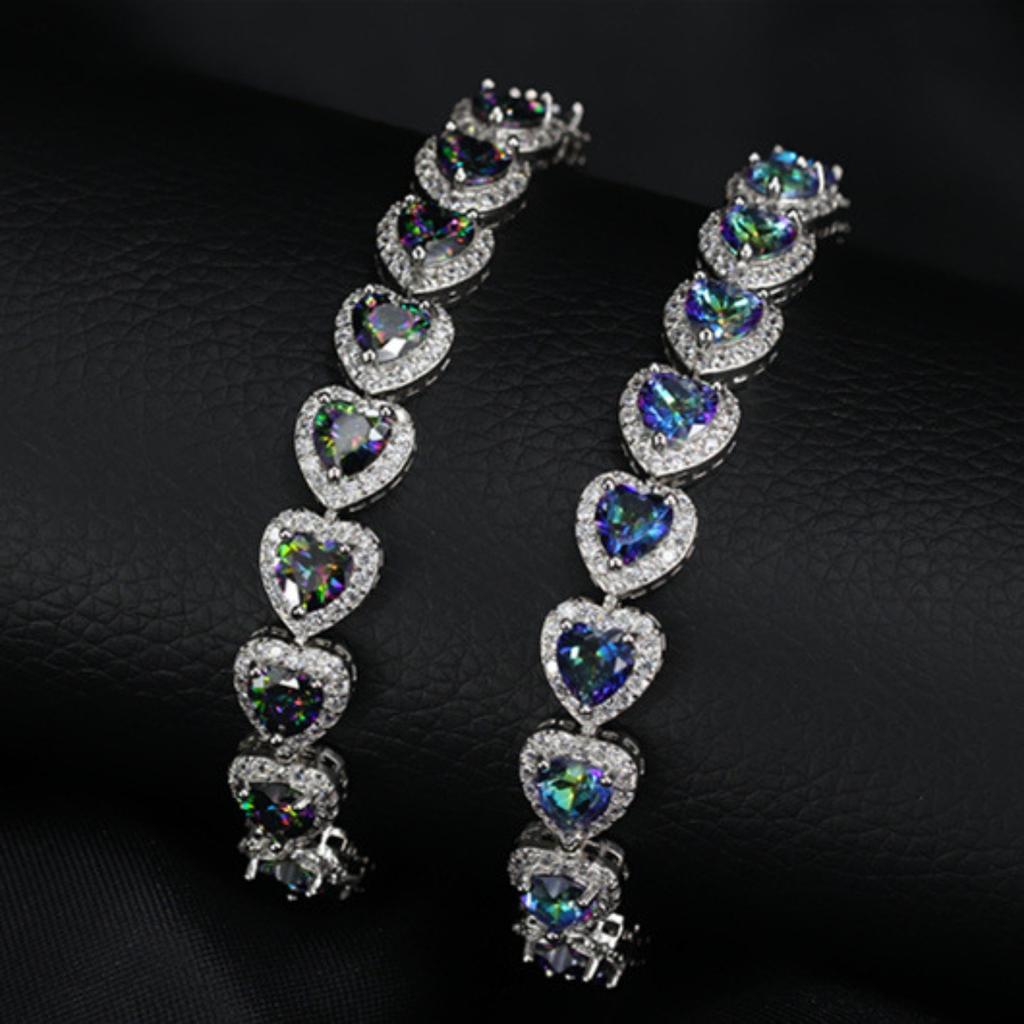 Classic Love Micro-Inlaid Zircon Bracelet Platinum-Plated Inlay, Valentine'S Day Gift.