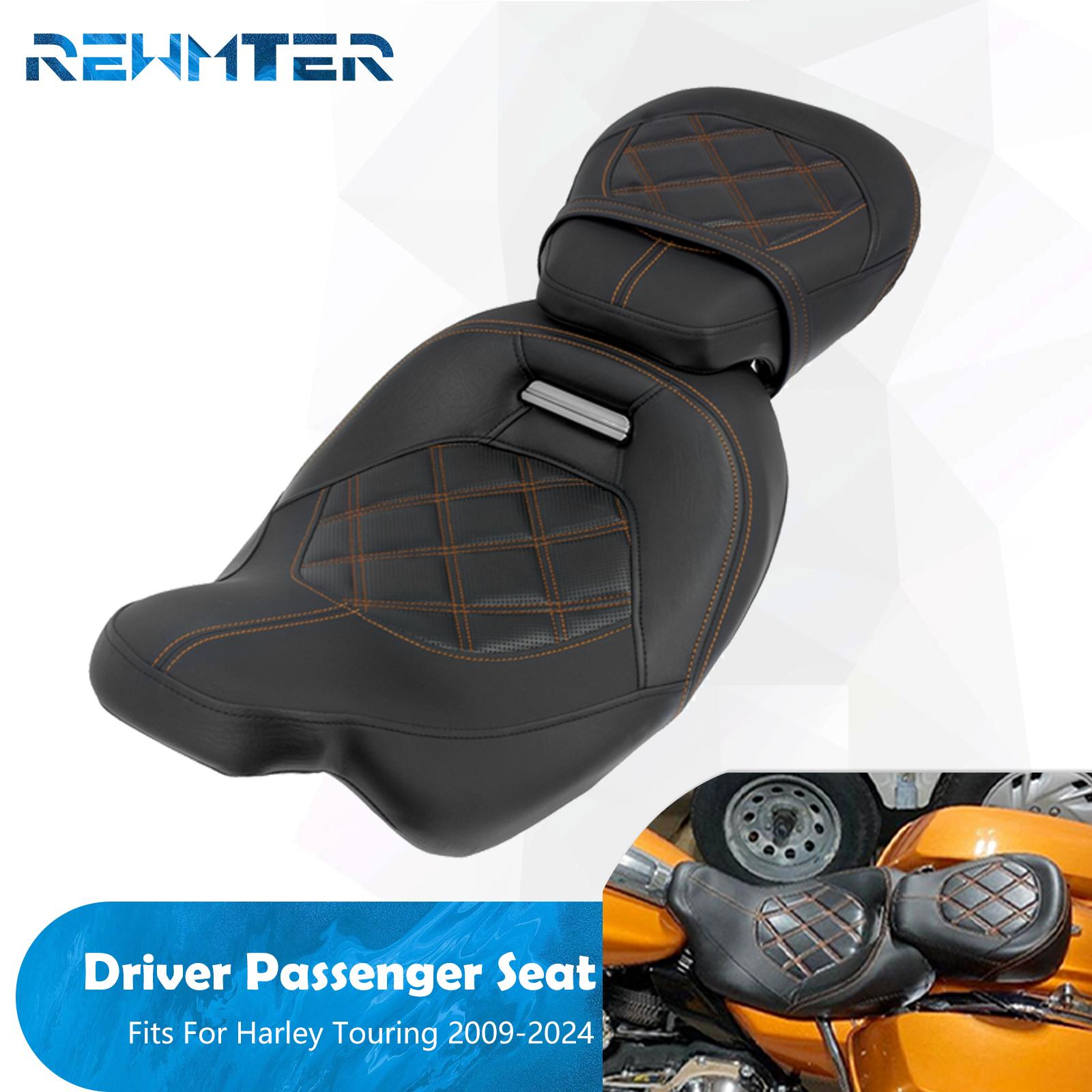 

Motorcycle Two Up Seat Black Front Rear Driver Passenger Seat For Harley Touring Road King Street Electra Road Glide 2009-2024 Two Up Seat B