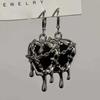 Y2K Gothic Silver Color Liquid Metal Thorny Heart-shaped Star-shaped Pendant Dangle Earrings for Women Hip-hop Punk Jewelry Gift