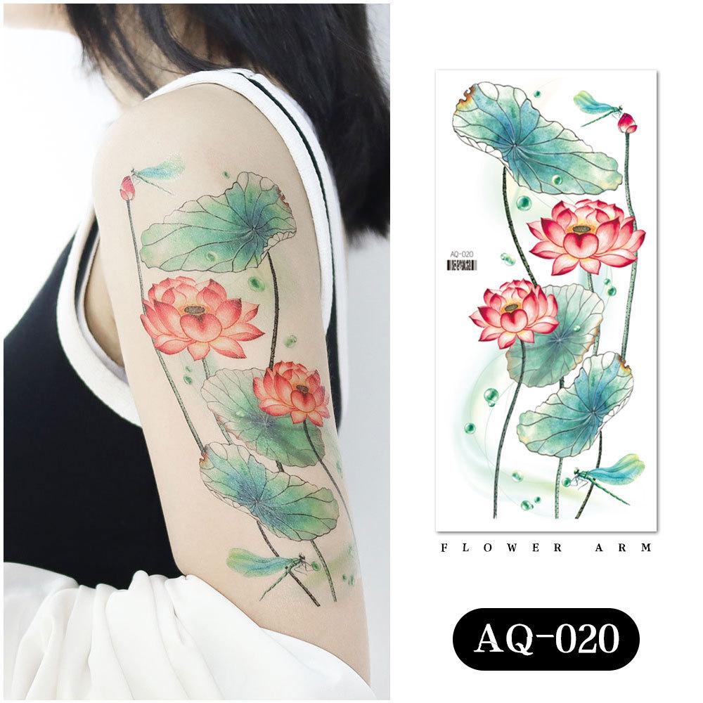 Rikaron Waterproof Flower Tattoo Stickers - Fashionable, Long-Lasting Body Art for Arms 210*100mm