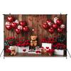 Mocsicka Valentine's Day Photo Backdrop Red Rose Love Balloons Flowers Bear Wallpaper Decorations Girl Woman Wedding Backgrounds