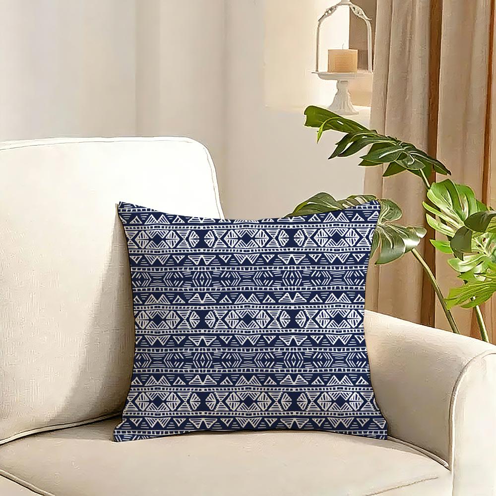 Red Ethnic style shading Cushion Cover Reversible Plush Pillow Cover Soft Fluffy Home Decor for Sofa Bedroom