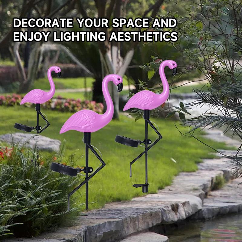 Group Solar Flamingo Light Purple Flamingo Garden Decoration Lamp LED Outdoor Waterproof Ground Lawn Light Patio Walkway Lamp