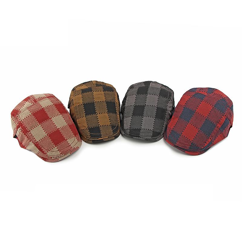 Women Peaked Cap Men's Plaid Beret Spring Autumn Forward Cap Outdoor Sunshade Cap