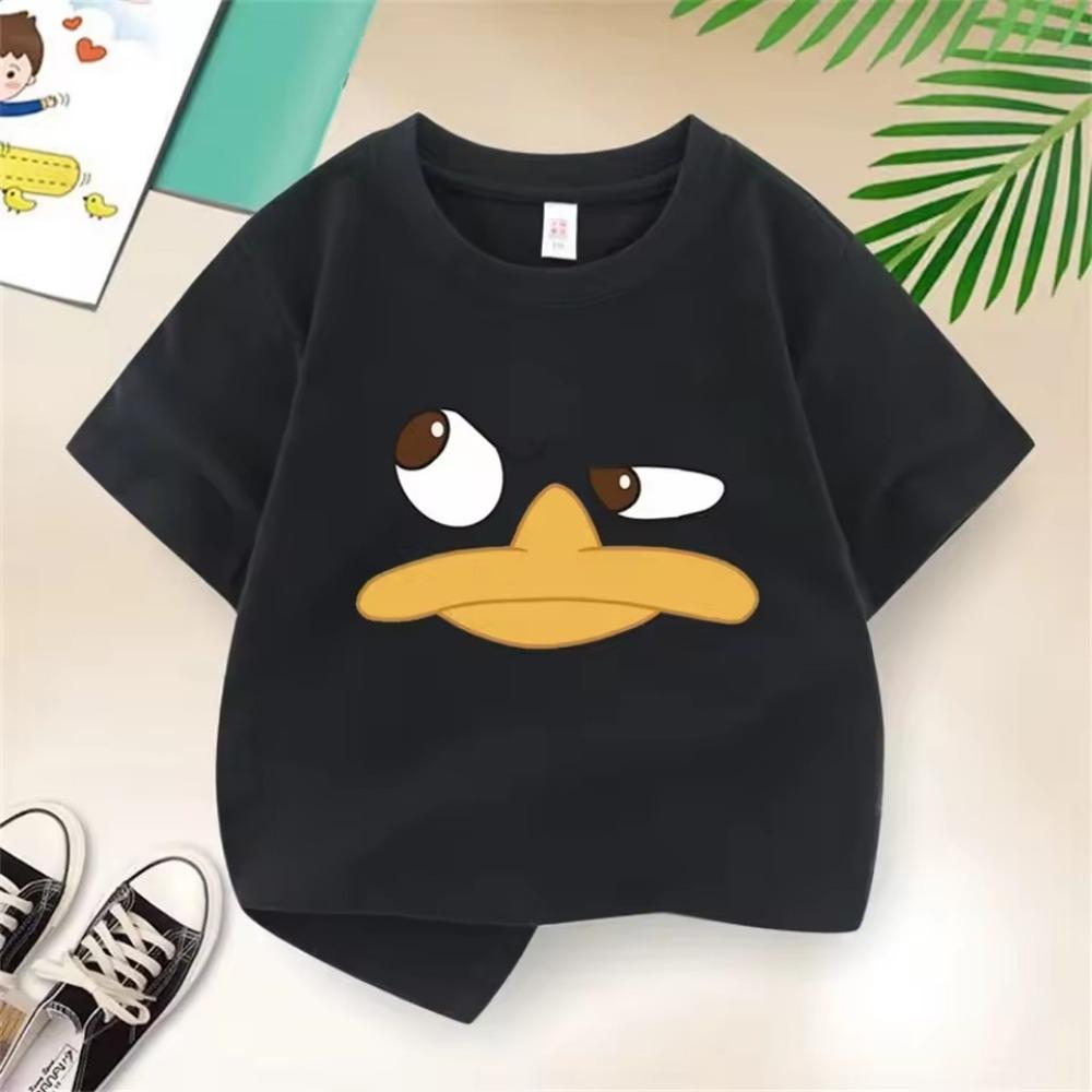 Duck Smiley Face Cartoon Printed Children's T-shirt Summer Short Sleeved