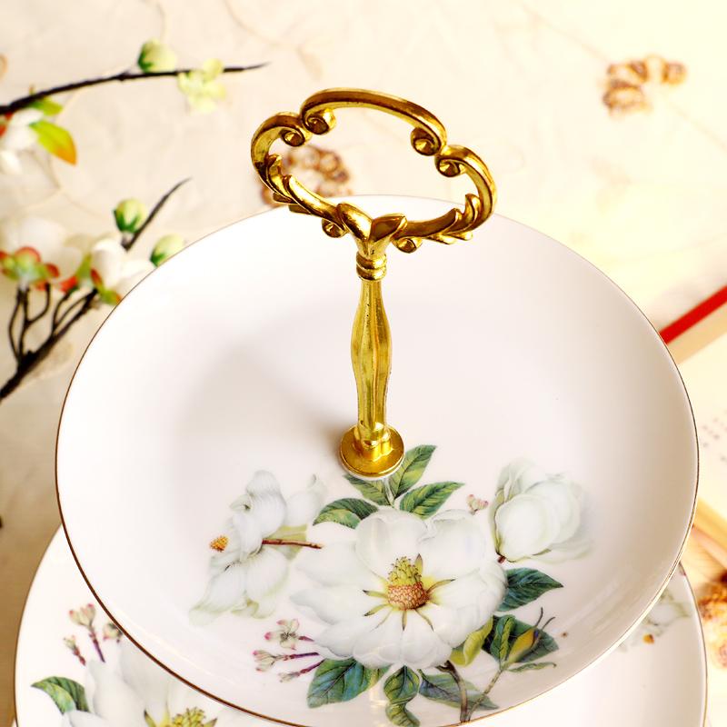 Elegant Camellia 3 Tier Ceramic Cake Stand - Fruit Dessert Cupcake Stand for Tea Party Serving Platter,Snack Candy Bread Tray Plate 38.5cm Height