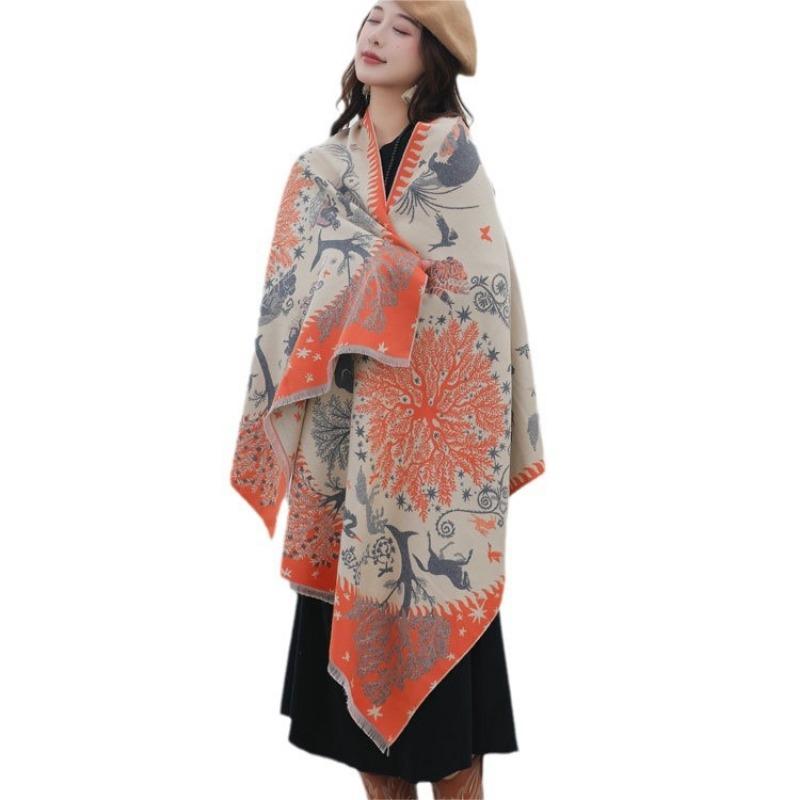 Scarf women's fashion double-sided jacquard scarf high-end sense of warmth imitation cashmere shawl Xinjiang Xizang travel outside