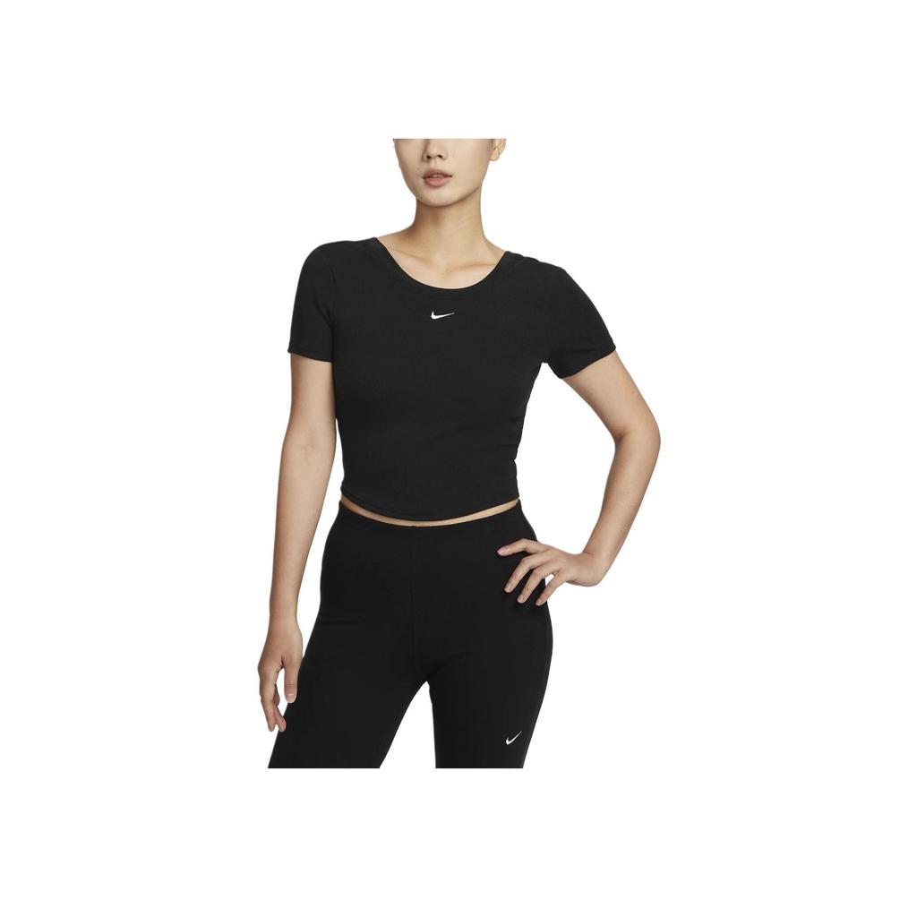 Nike Solid Color Round Neck Casual Short Sleeve T-Shirt Women Tops Black FN3665-010