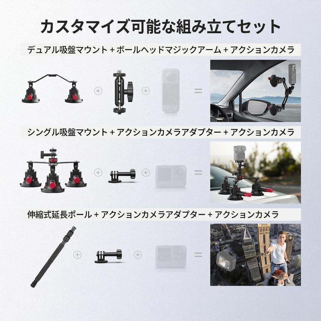 NEEWER 5 In 1 Suction Cup Car Mount Car Camera Mount CA075 Kit, Mount,