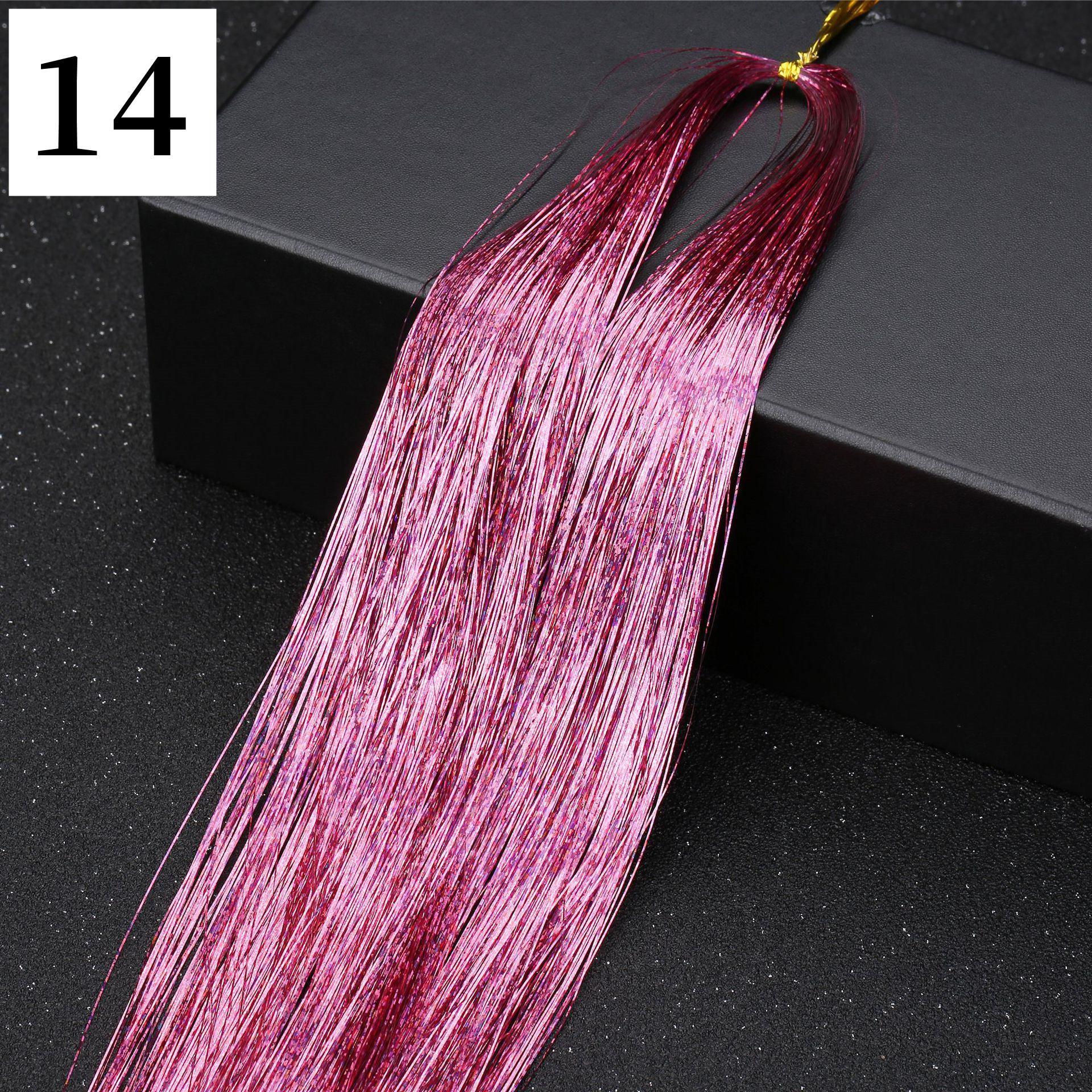 

93 см 180 пасм волосся мішура блищать голографічні блискучі нарощені моменти вечірка 2pcs