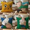 Cat Daily Life Illustrations Cushion Cover Pattern Printed Pillowcase For Living Room Sofa Cushion Cover & Bedroom Decor
