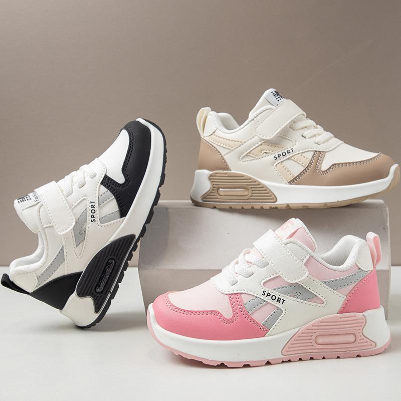 Children's Leather Sneakers 2025 Autumn New Soft-soled Lightweight Non-slip Fashion Versatile Medium and Older Children's Casual Shoes