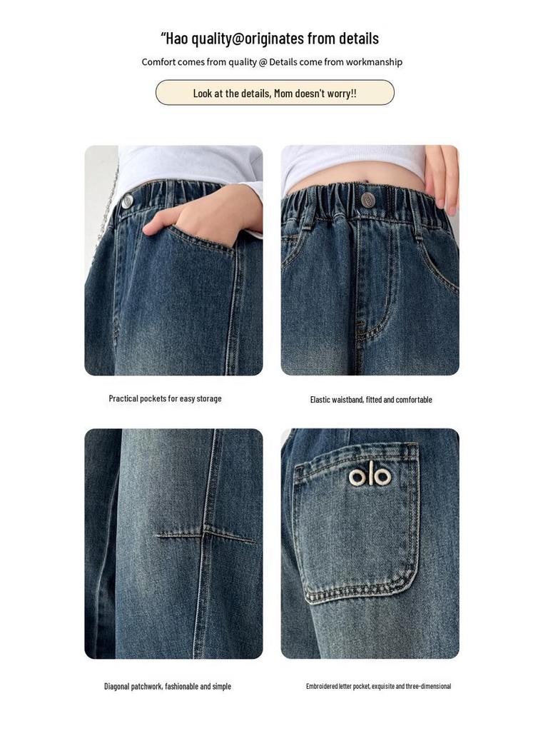 Mädchen 2025 Trendige Scimitar Jeans - Modische Freizeithose für große Mädchen, Perfekt für die Frühlings- und Herbstsaison