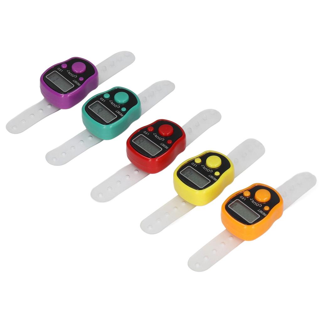 5 Pcs Electronic Finger Counter Portable Lightweight Adjustable Ring Finger Clicker Counter with Light