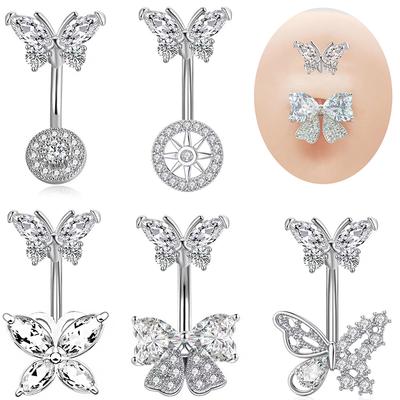 Piercing de nombril délicat en forme de cœur pour le nombril, anneau incurvé pour le nombril, anneaux de nombril pour femmes et filles, bijoux de corps sexy