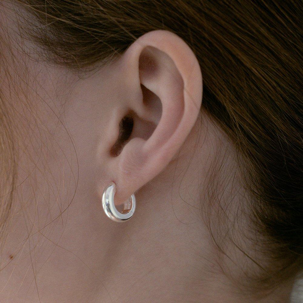 (Silver 925) Minimal Bold Hoop Earrings Ec1993 (S/M)