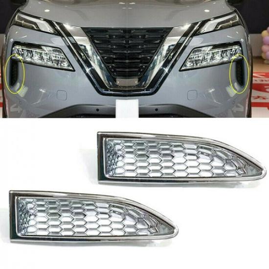 Chrome 2X Front Headlight Eyebrow Eyelid Cover Trim For Nissan Rogue 2021-2024