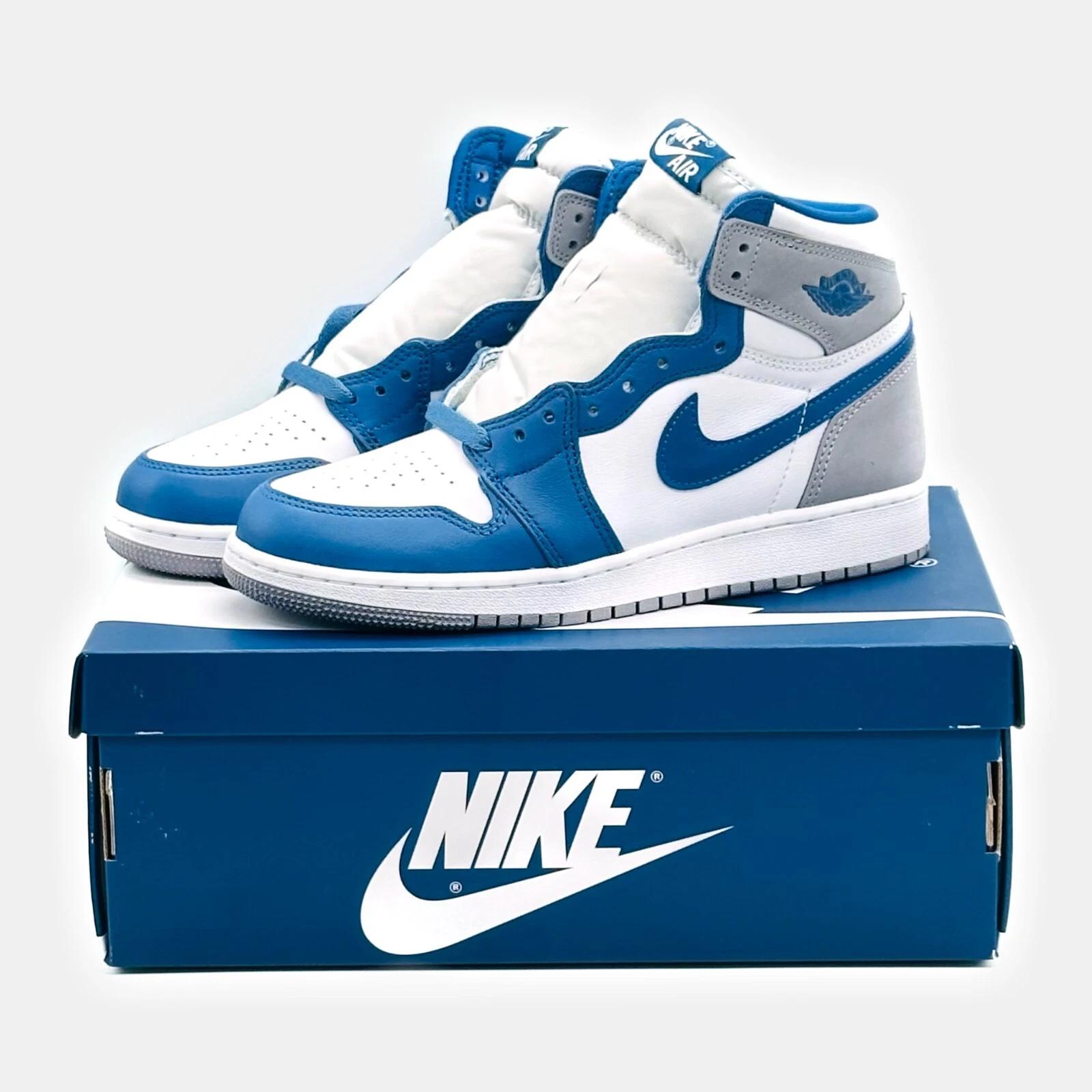 

FD1437-410 Nike Air Jordan 1 High OG True Blue White Gray Light Sapphire US 5Y