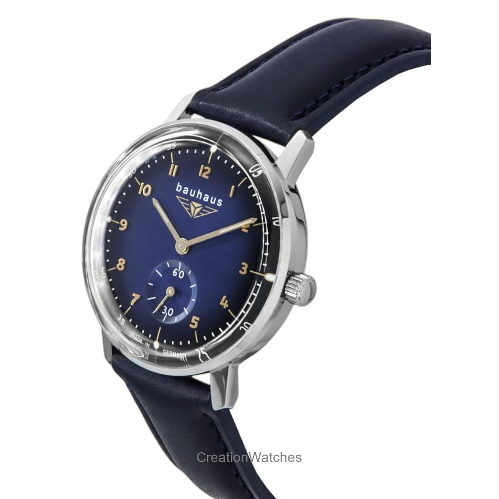 Bauhaus Leather Strap Dark Blue Dial Quartz 20373 Women's Watch