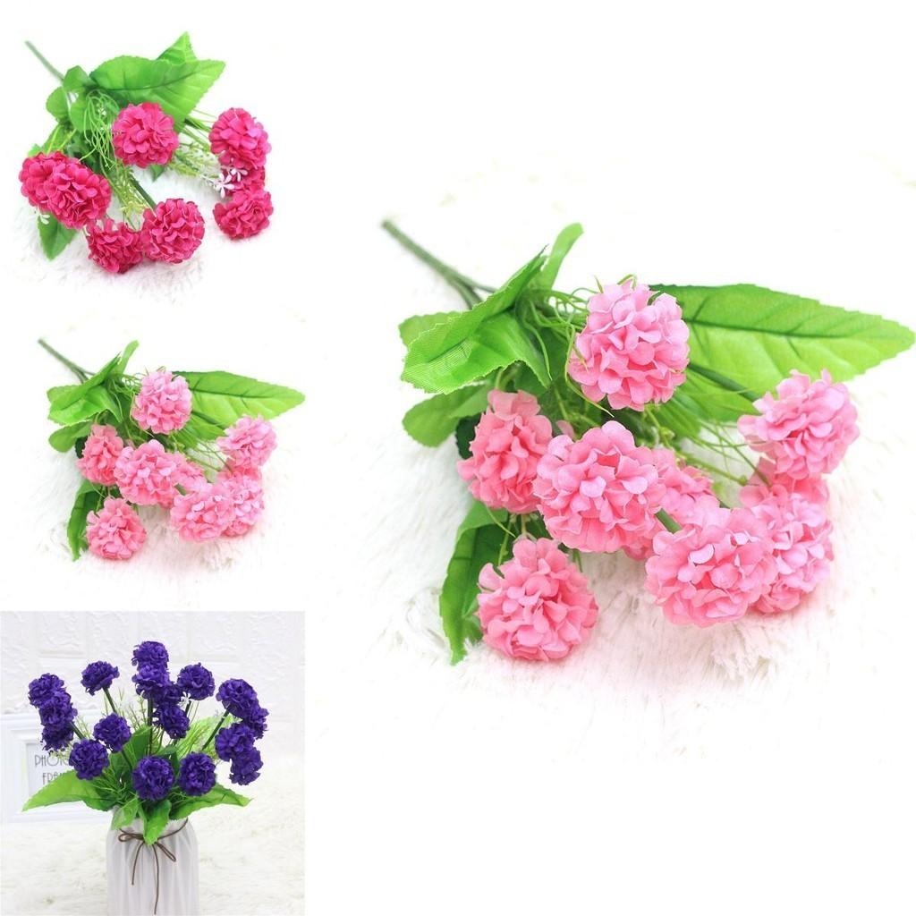 Elegant 9 Heads Artificial Carnation Silk Flowers Bouquet For Home And Wedding Decor