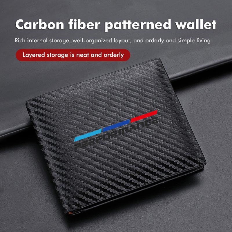 EYAG3 For BMW Carbon Fiber Car Short Men Wallet Purse With Card Holder License Accessory 5 Series G30 G31 G32 G38 2021 2020 2019 2018