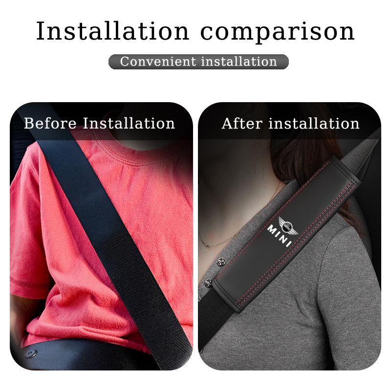 Car Seat Belt Cushion Safety Belt Leather Shoulder Protector Pad For MINI Cooper JCW Countryman Clubman Cabrio Paceman Coupe