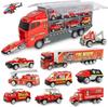 Big Trucks Set Mini Alloy Diecast Car Model Toys Vehicles Carrier Truck Helicopter Tank Fire Truck Engineering Car Toys For Kids