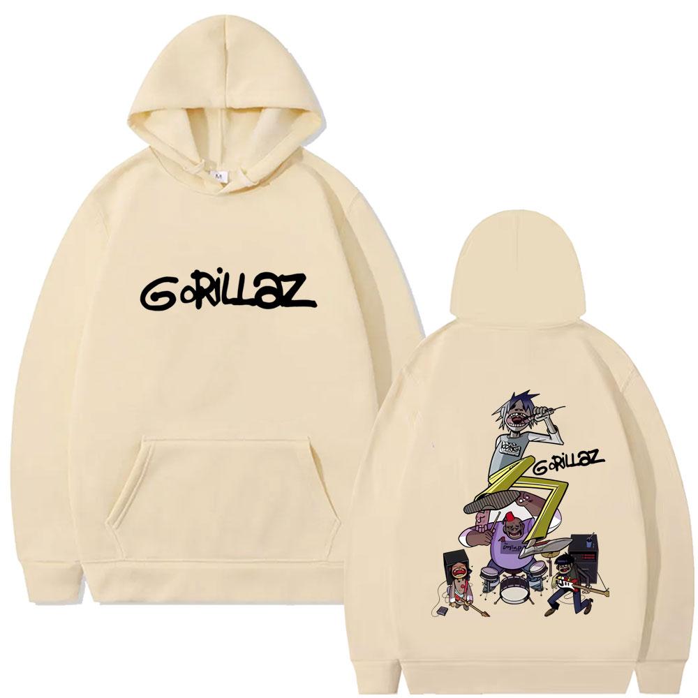 Rock Band Gorillaz Graphic Hoodie Men Women Fashion Vintage Oversized Streetwear Unisex Casual Fleece Cotton Pullover Hoodies