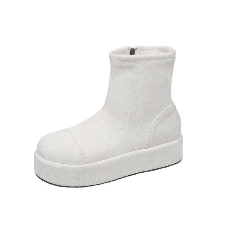 White French Retro Short Boots Children's 2025 Autumn and Winter New Versatile Elastic Thin Boots Muffin Thick-soled Martin Boots