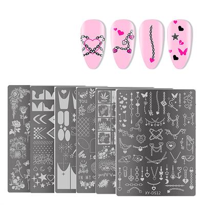 Schmetterling Blume Nail Art Stamping Platten Zeichnungsvorlage Geometrische Streifenlinie 3D Bild Schablone Form Maniküre Vorlage