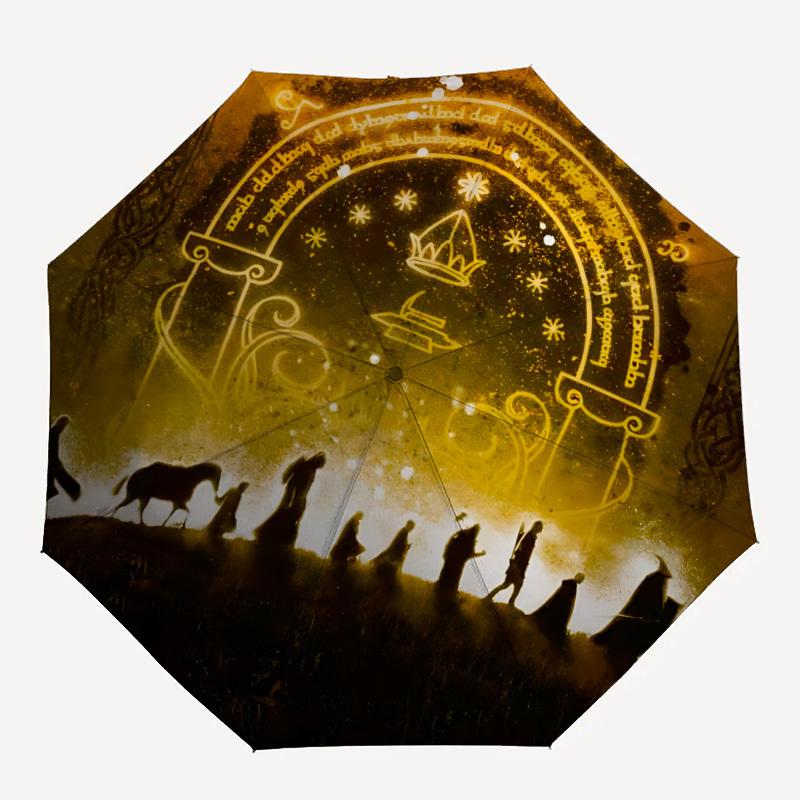 

1pc The Lord of the Rings Automatic Folding Umbrella - Compact 8-Rib Design,Festive Gift for Friends & Family, Compact Umbrella 22056