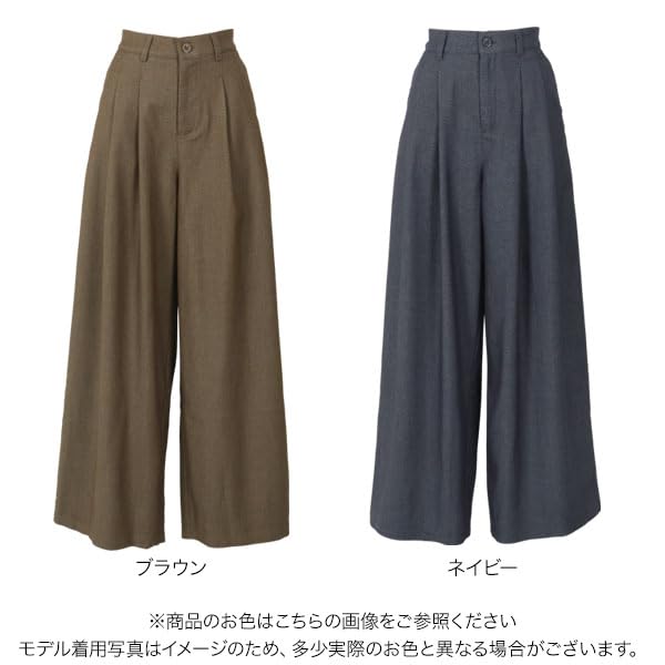 [Kobe Lettuce] Wide-Leg Long Pants for Women, Simple Design [M4163], Size M, Petite, Navy