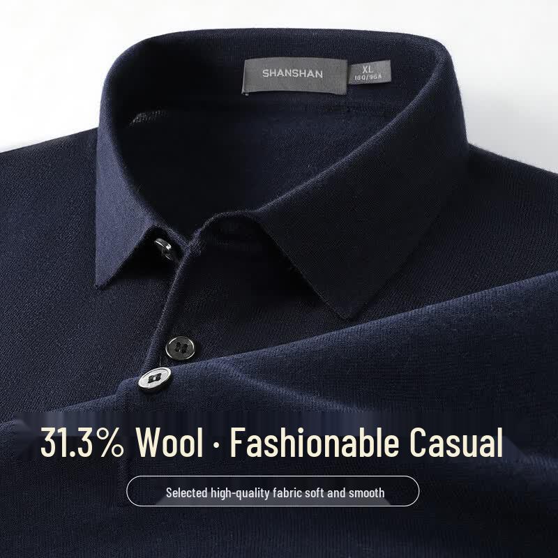SHANSHAN Men's Summer Wool Blend Polo Knit Shirt