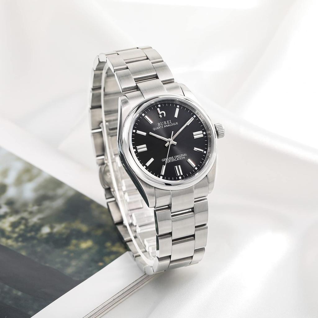 [BUREI] Women's Watch Analog Waterproof Quartz Couple Watch Popular Simple Silver Black Luminous Clock
