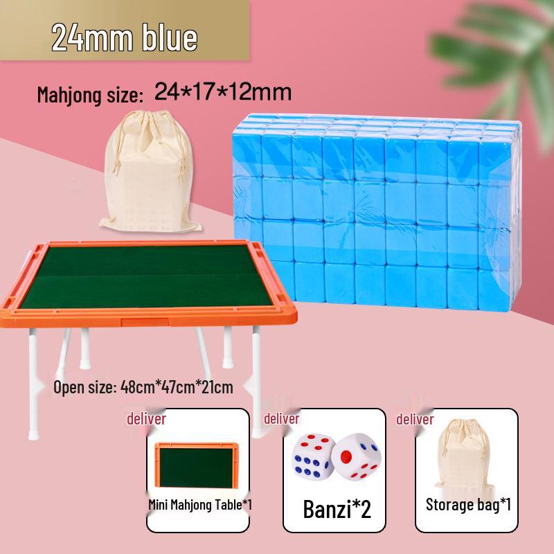 Compact Travel Mahjong Set - 24mm & 30mm Tiles, Solid Carved Sparrow Design, Ideal for Dorms and Table Games