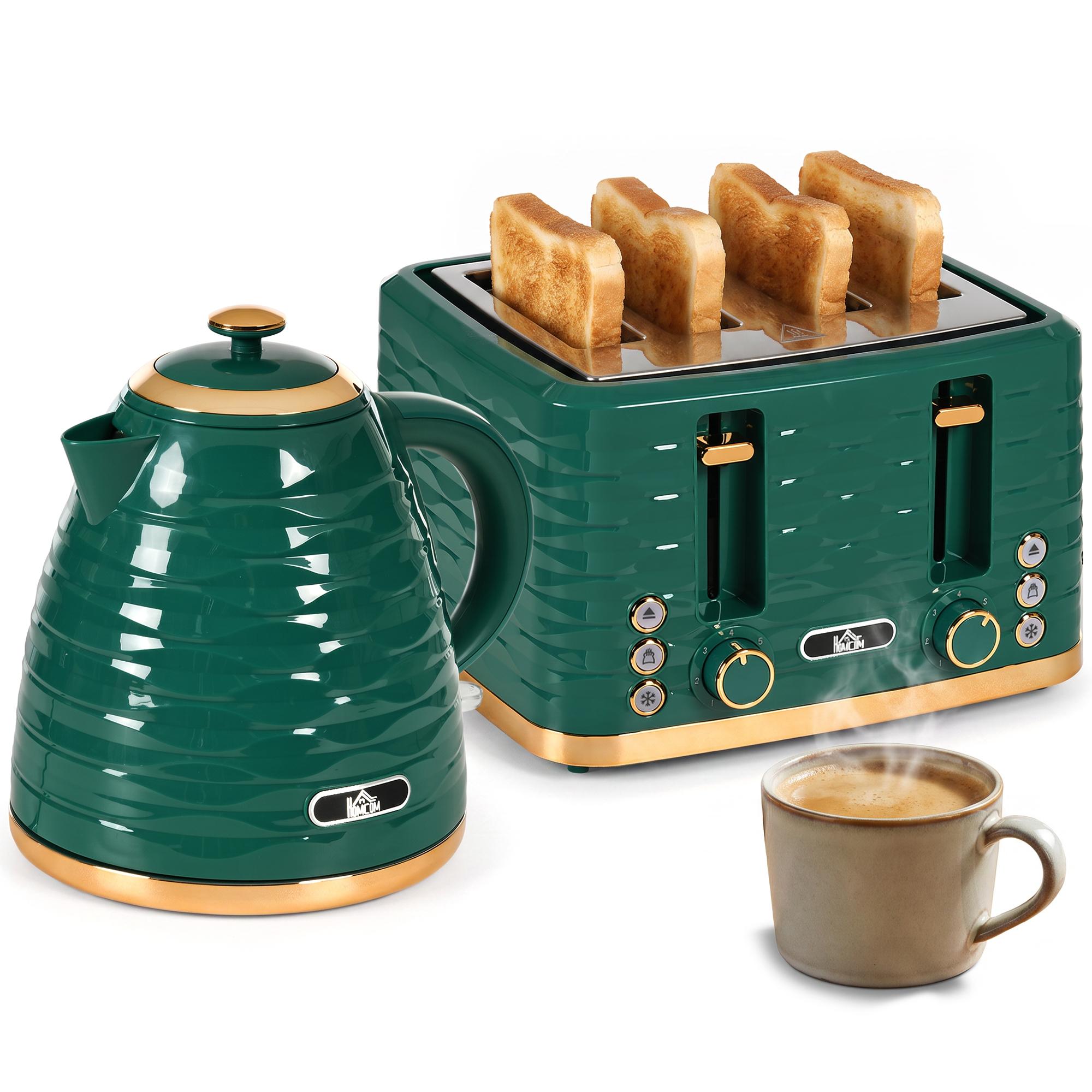 Grille-pain et bouilloire 2 en 1 7 niveaux de brunissement Fonction décongélation et réchauffage Vert