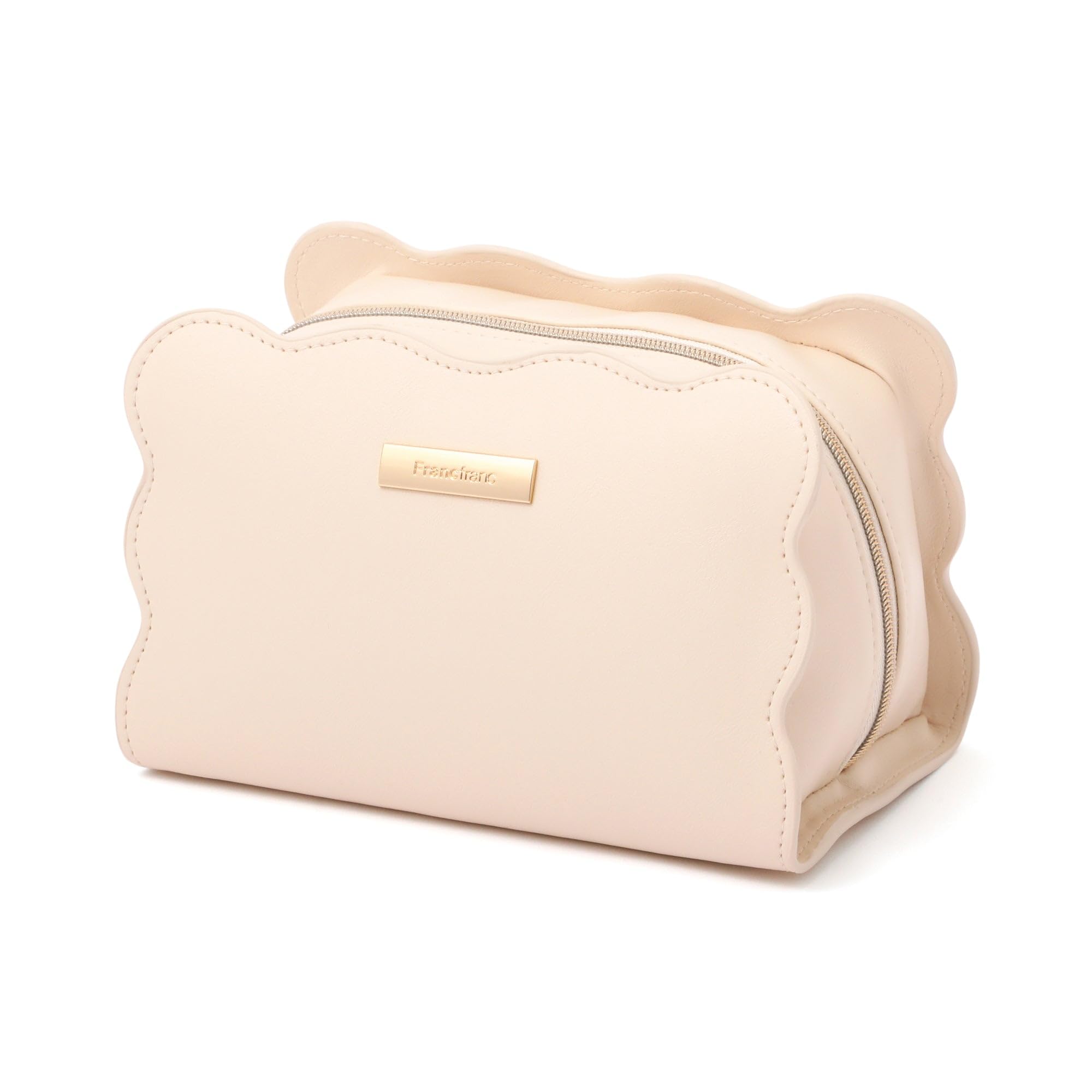 

[Francfranc] Wave Shape Makeup Pouch L [All 2 Colors]- Cosmetic Bag, Organizer слоновая кость