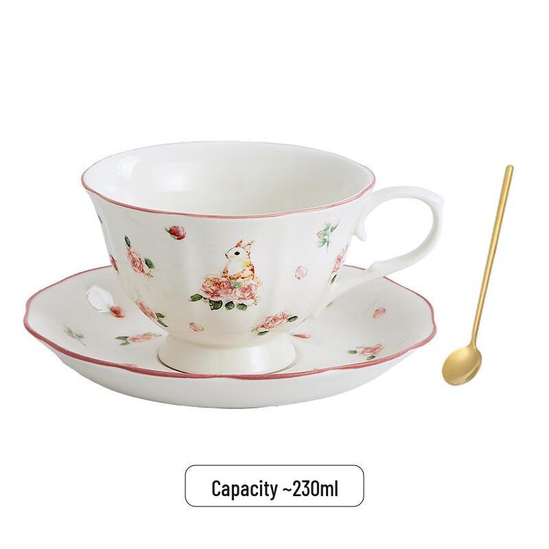 Керамический набор для кофе с кроликом Shangqi: чашка и блюдце