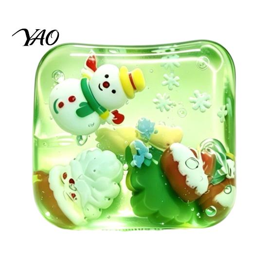 Stress Relieving Squishy Toys Christmas Relief Toy with Internal Dolls, Transparent Soft Maltose Squeezable Cube Sensory Fidget Toy, Portable