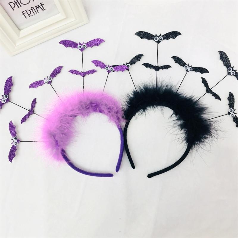 Gothics Sequins Bat Hairband for Adult Kids Cosplay Party Costume Day of the Death Bat Headpiece Halloween Accessories